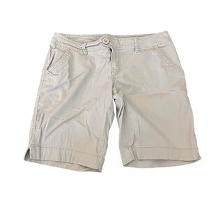 Y2K SO Women’s Bermuda Shorts Khaki, Stretch Cotton, Hem Splits Khaki Beige 11